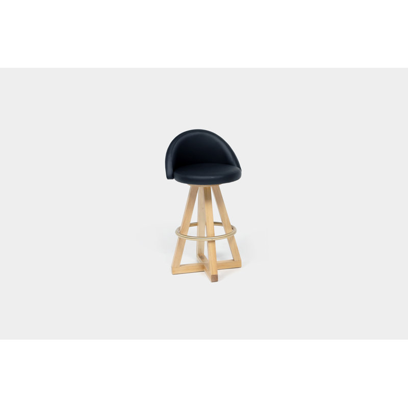 X2 Seat Top 26" Swivel Bar Stool, Earth, Black Oak, Brass