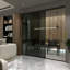 Cloison 2 panneaux coulissants en verre fumé - Structure en aluminium avec technologie Silent Glide-91951223-49163982