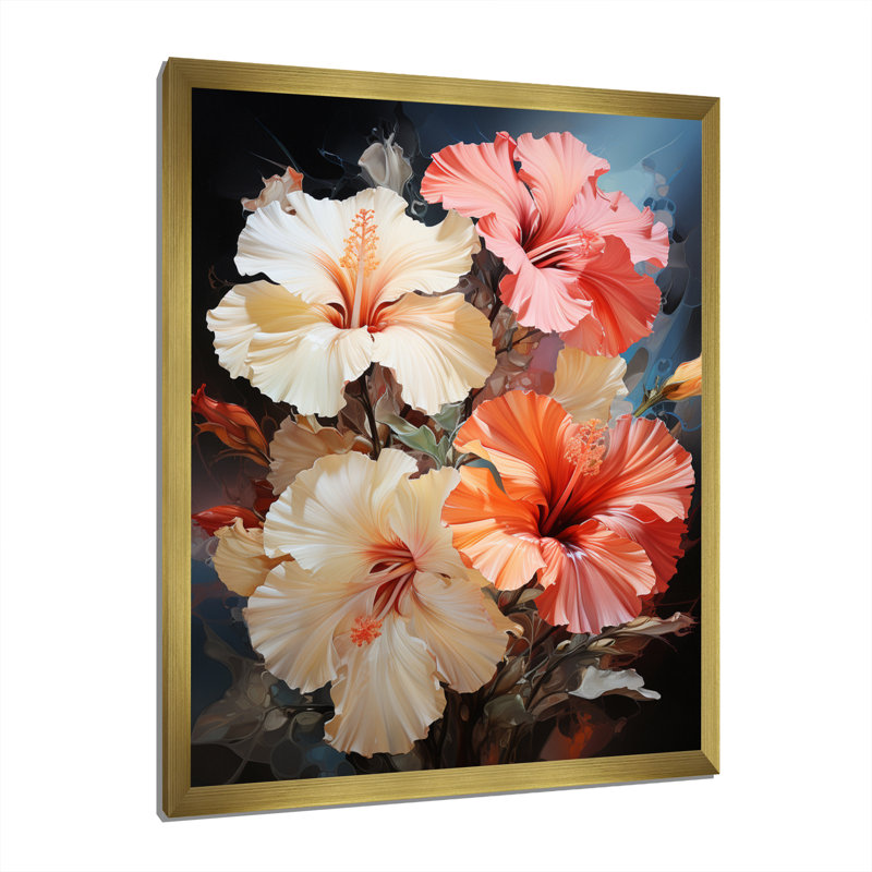 Laurel Hibiscus Impression romantique III, Encadrement doré, H 20 po x l 12 po x P 1 po