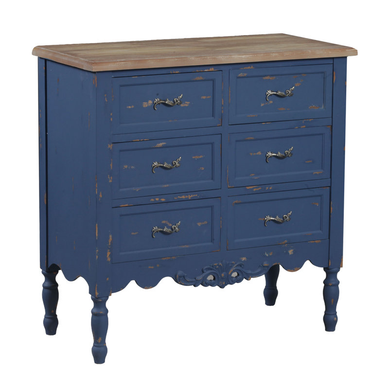 Commode d'appoint 6 tiroirs Raymer, Bleu