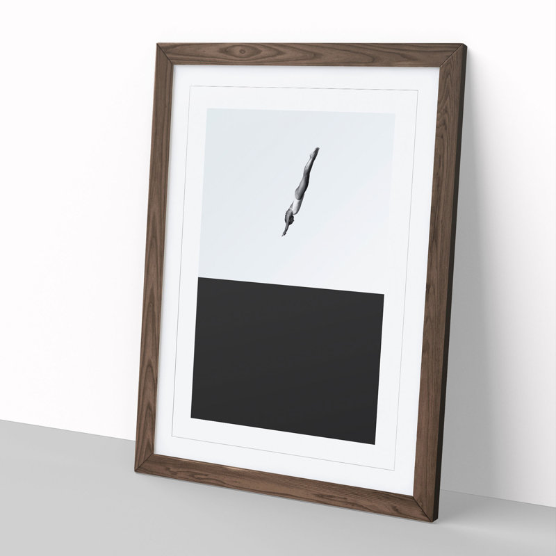 High Dive - Picture Frame Graphic Art, 36cm H x 27cm W x 2cm D, Walnut Framed