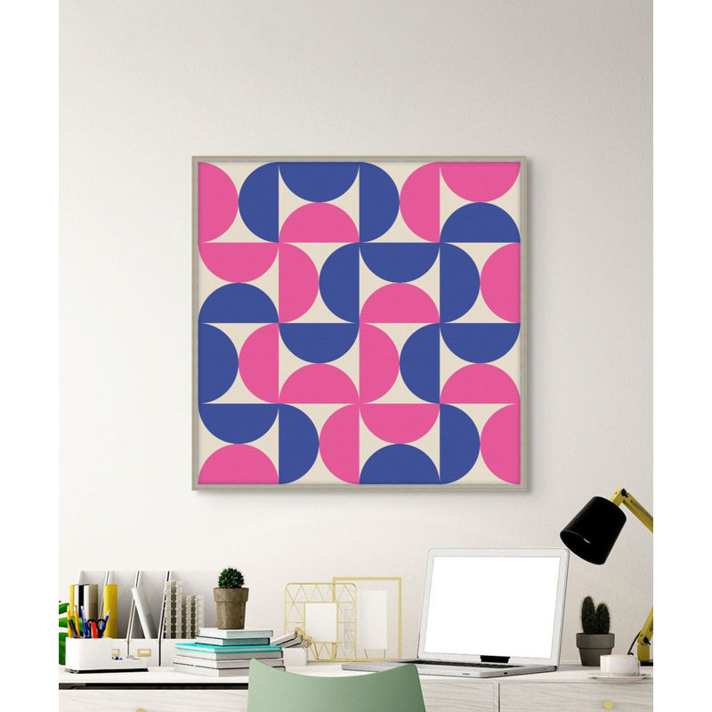 Vibrant Semicircle 5 Print, 34.25" H x 34.25" W, Blue/Pink/White