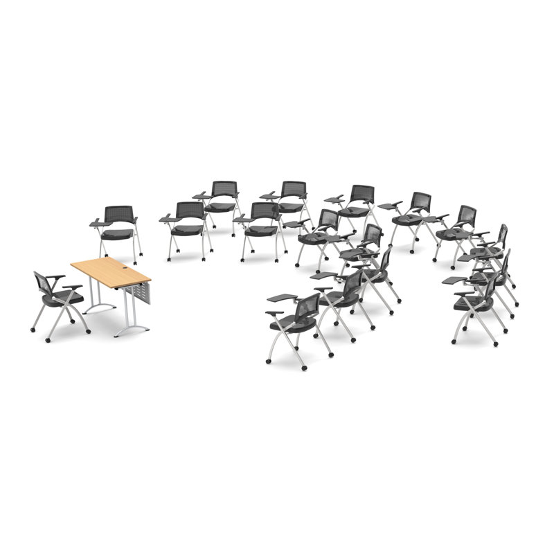 Novelty 17 Person Flip Top 22'' L Modular Training Table And Chair Set and Chair Set with Casters and Modesty Panel
