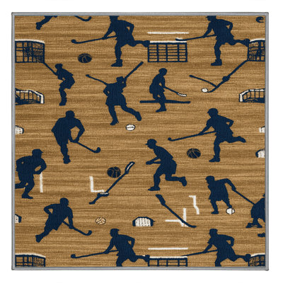 Washable Field Hockey Sports Area Rug