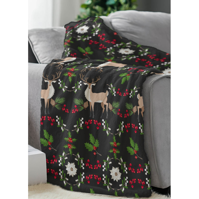 Jeté Botanical Deer, Gris anthracite, 80" L x 60" W