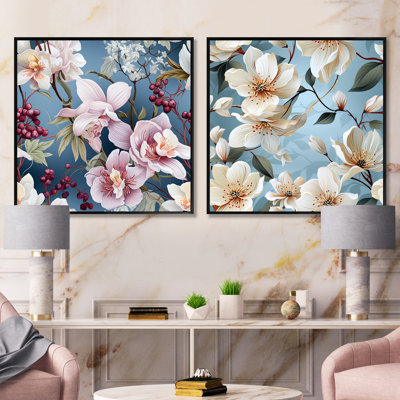 Florian - Ensemble de 2 collages floraux carrés