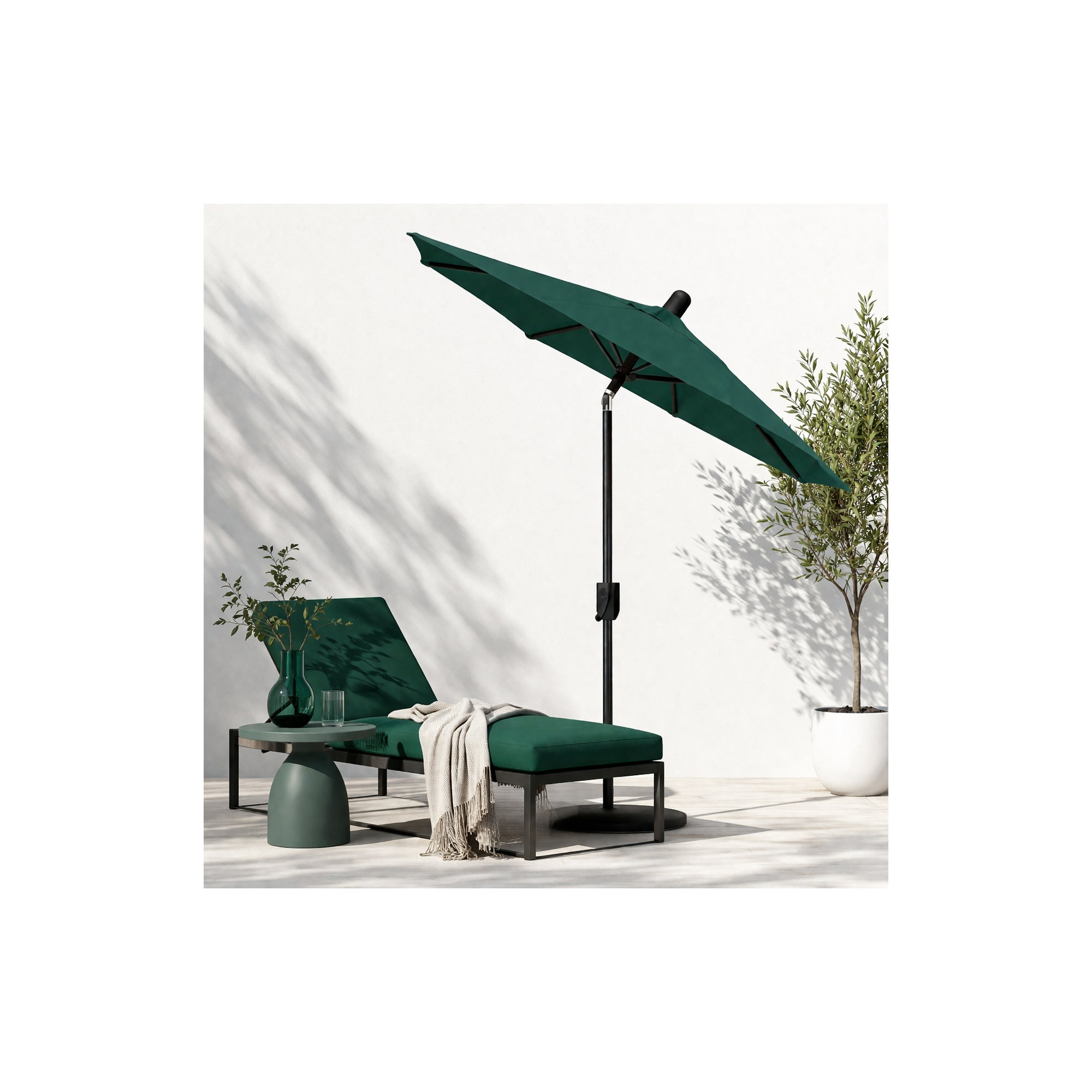 Natalie 74.5'' Outdoor Umbrella, Canvas Forest Green, Black Sapphire