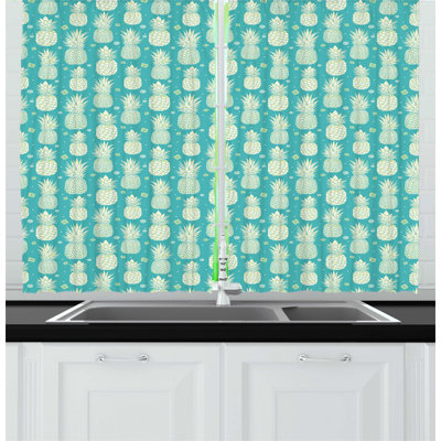 Beige/Blue Kitchen Curtain