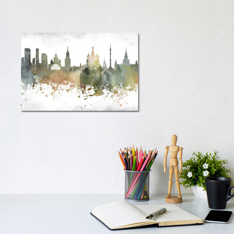 Moscow Skyline by WallDecorAddict - Wrapped Canvas Print, 20.32cm H x 30.48cm Wx 1.905cm D