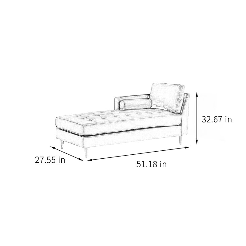Chaise longue Tamber, Accoudoir à droite (vu de face)