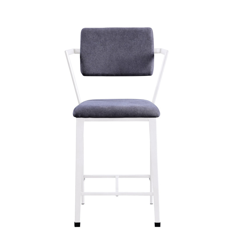 Counter Height Chair  2  - Grey And White, Robust Iron Structure, Soft Cushion, Ergonomic Back For Enjoying Meals In Dining Area Chairs   Of 2  White Padded, Metal Base, Comfortable Support Sitting