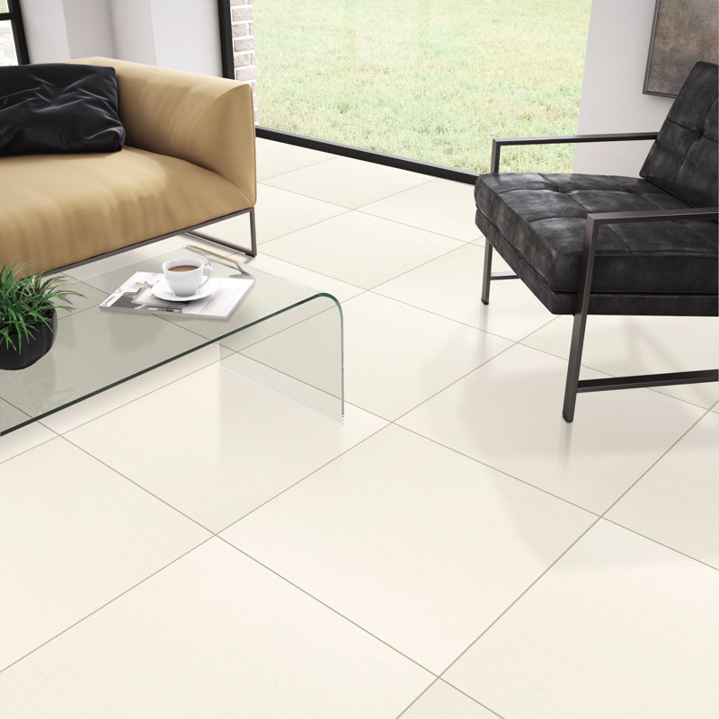 Refinery Semi-Polished 24'' W x 24'' L Porcelain Singular Tile, Linen