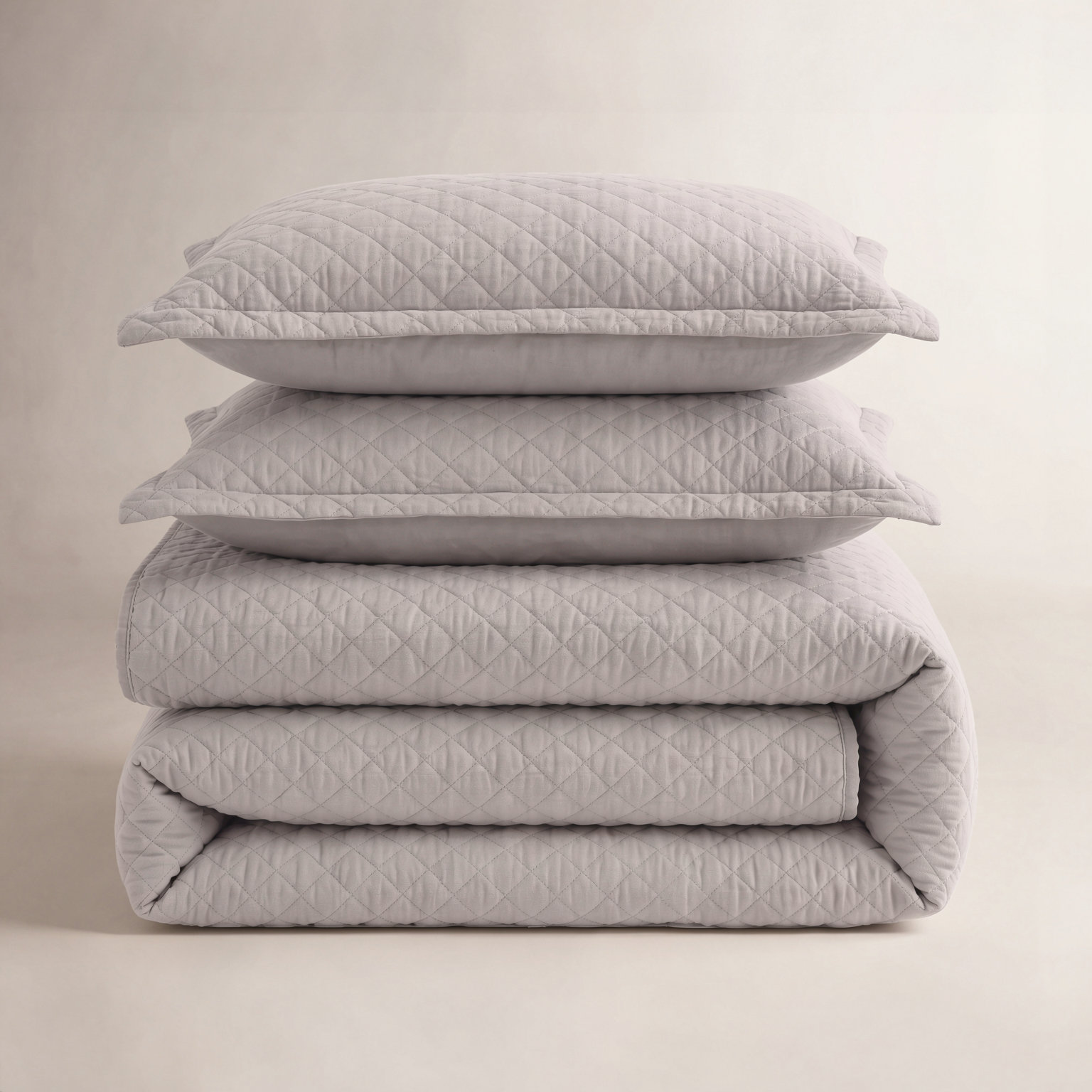 Patrica Linen Quilt Set, Full/Queen Quilt + 2 Shams, Gray