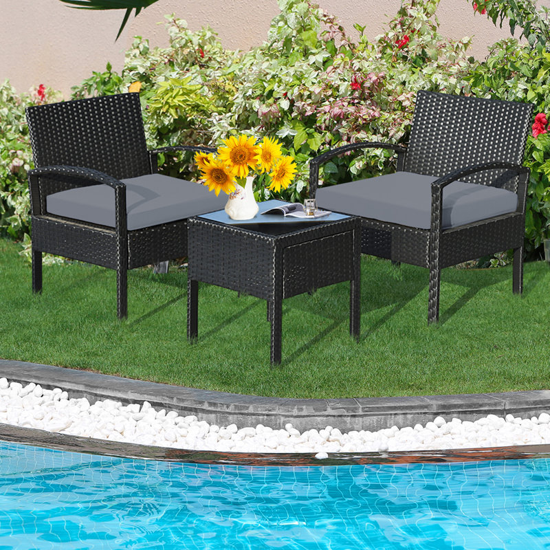 Pendrick 2 - Person Patio Conversation Set with Cushions, Gray