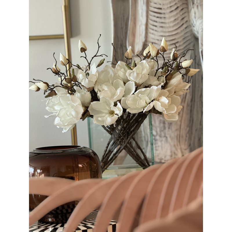 Magnolia Arrangement in Vase, White