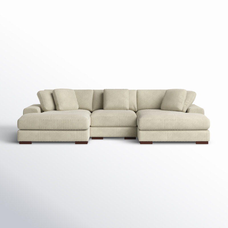 Cabbar 3-Piece Upholstered Sectional, Beige Corduroy