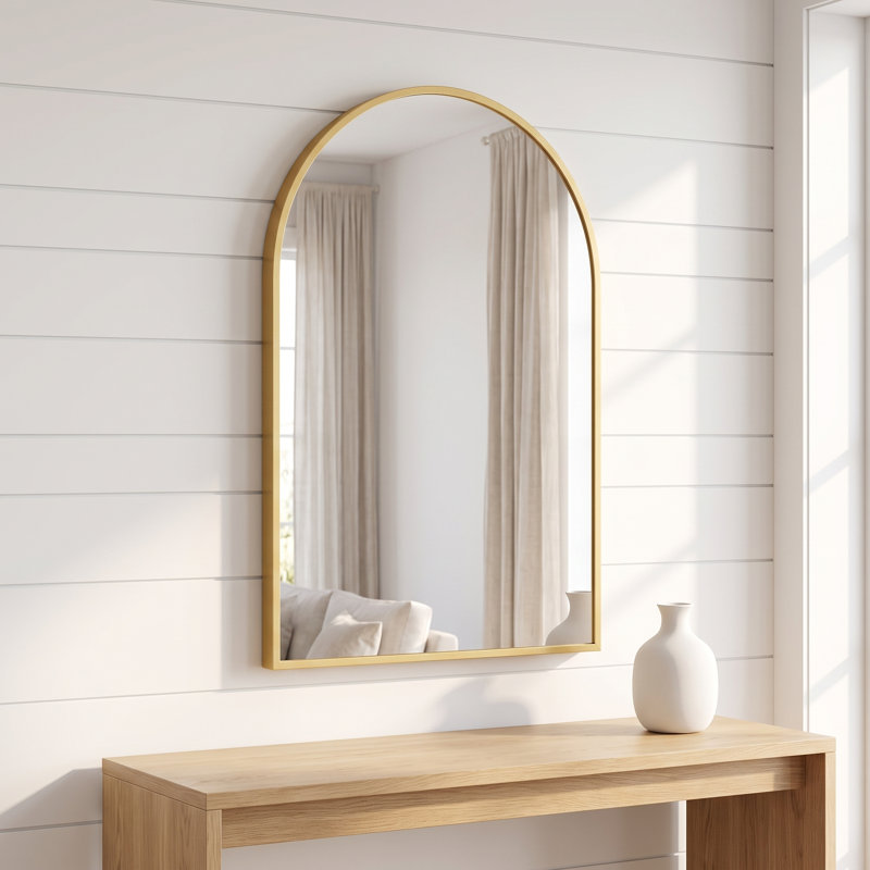 Miroir mural arqué en aluminium, 20''×30'', Doré