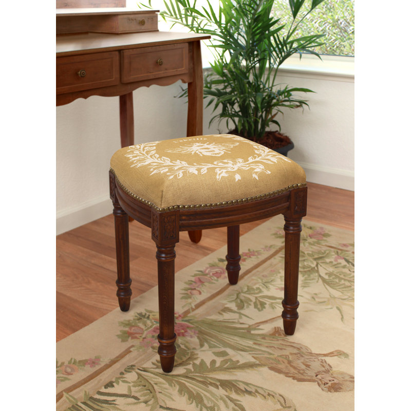 Billiot Solid Wood Accent Stool, Tan, Wood Stain