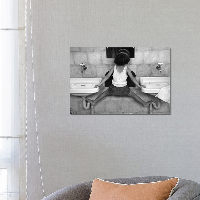 Tirza On Sinks (Israel, 1951) by Ruth Orkin - Print on Canvas, Wrapped Canvas, 66.04 cm H x 45.72 cm W x 3.175 cm D