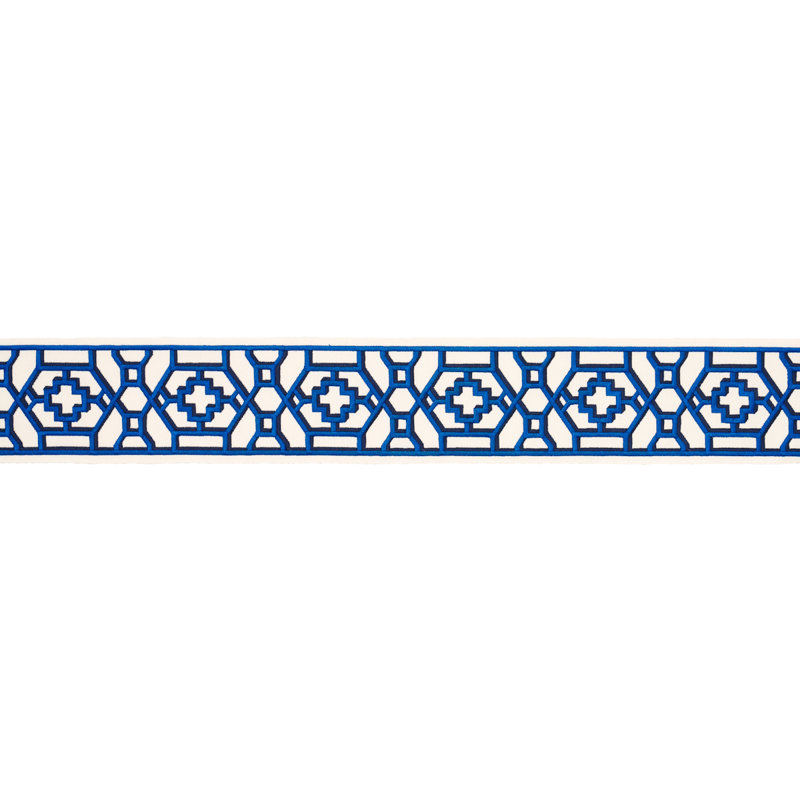 Schumacher x Mary McDonald Zanzibar Trellis Tape, Blue