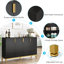 Buffet 59,74 "de luxe noir et or avec rangement et portes géométriques-2091636181