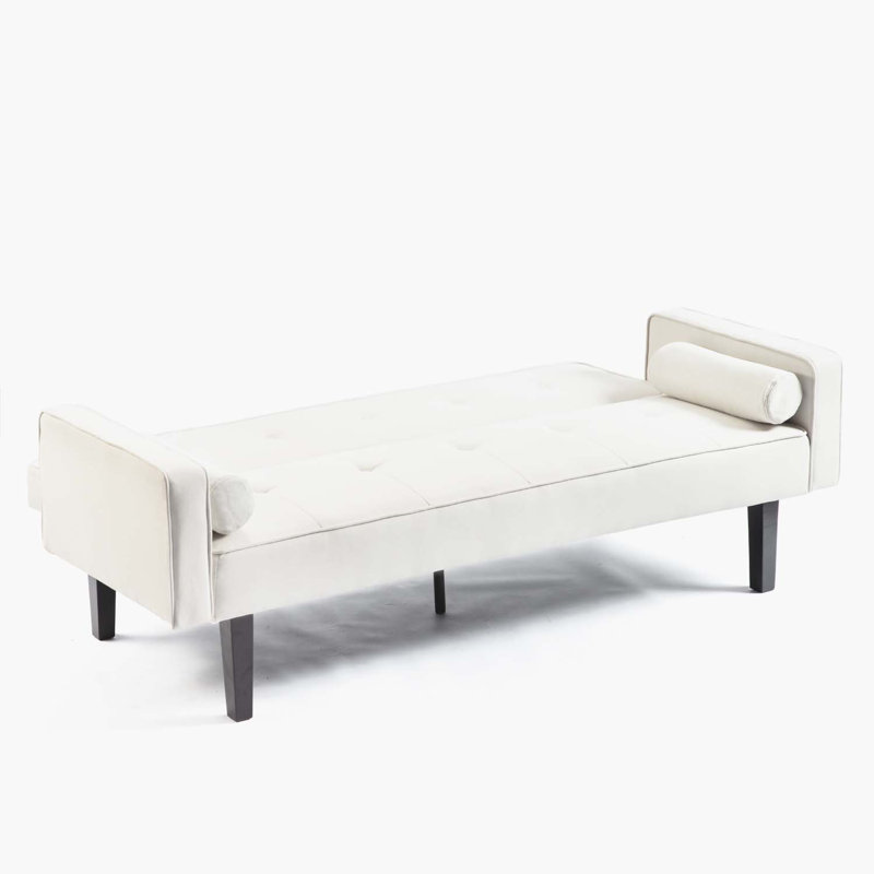Console en bois massif 71,65 po Trayon, Tissu beige