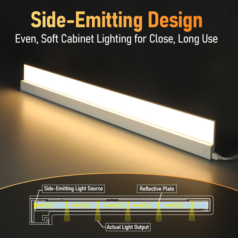 EdgeForm 42" Slim LED Under Cabinet Light, Dimmable Linkable, Hardwired or Plug-In