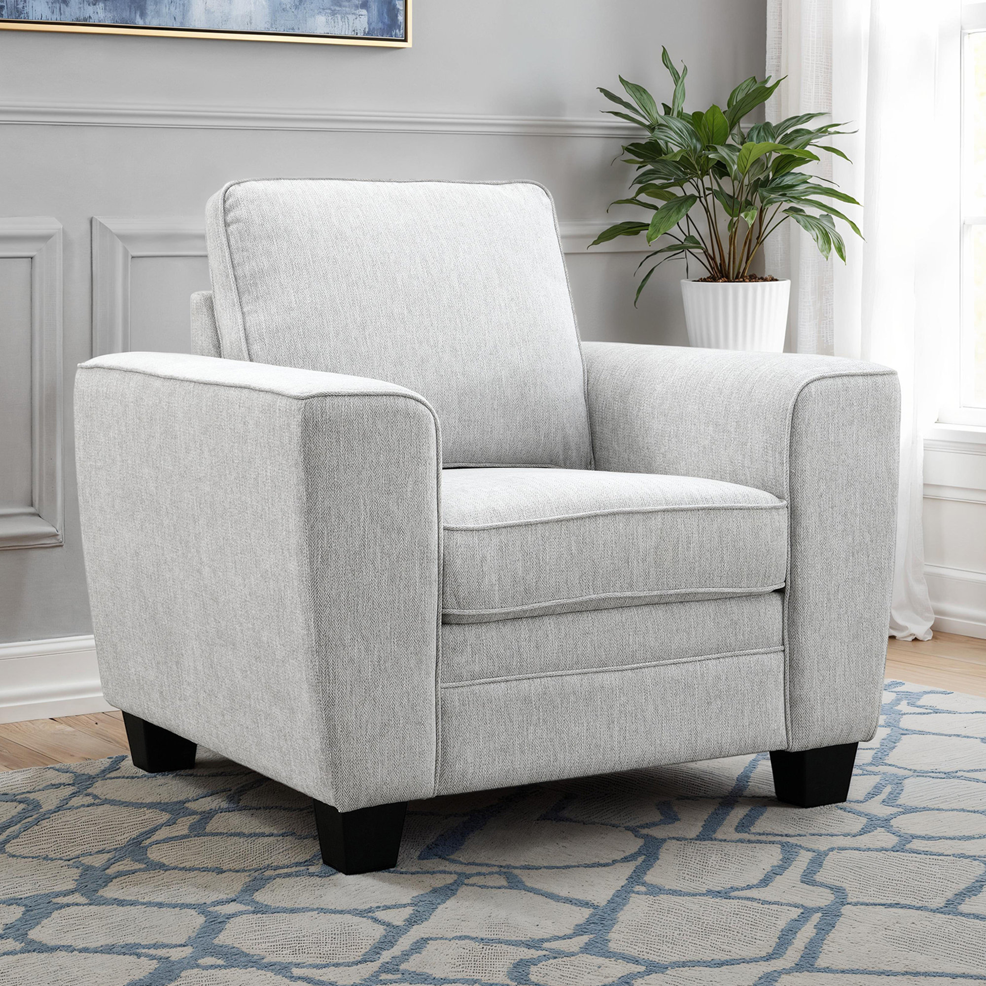 Hokku Designs Light Grey Finish Transitional Style 1pc Chair Soft Track ...