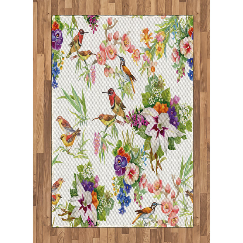 Floral High Density Long Fiber Poly Threads Decorative Area Rug Carpet, Rectangle 4' x 5'8"