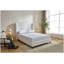 Grand lit plateforme tapissier Harper - Tête de lit en chenille blanc crème avec motif à oreilles, aucun sommier nécessaire-707621682