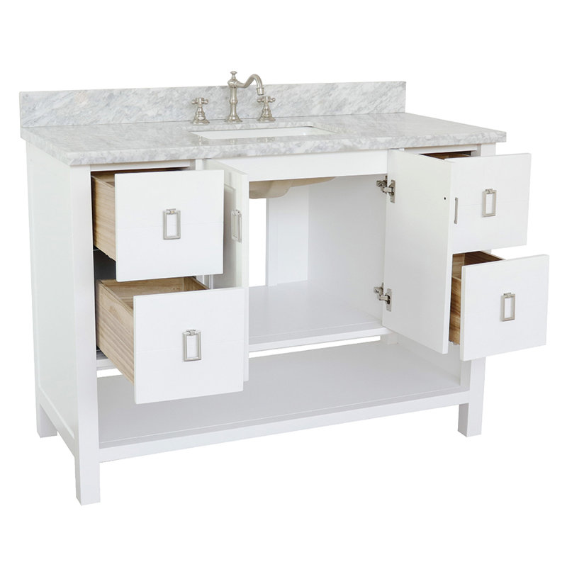 Wilhoit 49'' Single Bathroom Vanity with Top, White/White Carrara