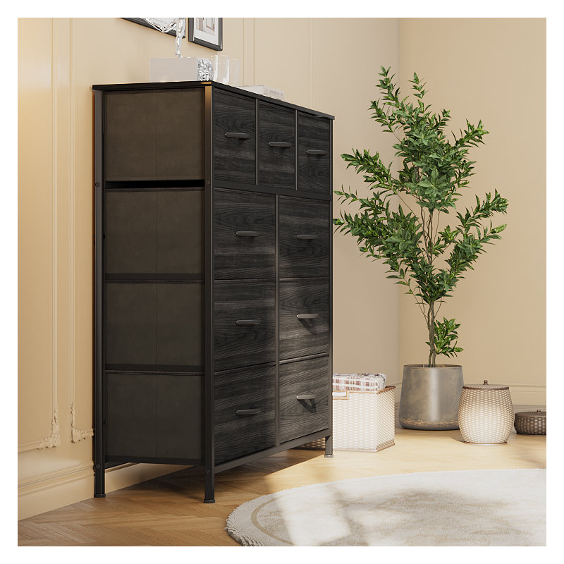 Commode 9 tiroirs Hurd, Noir anthracite