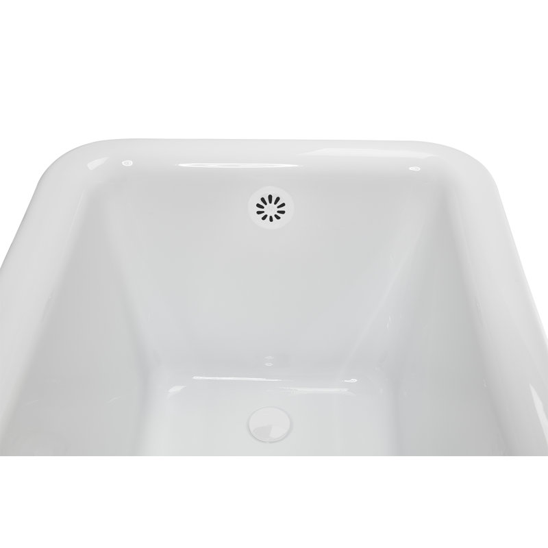 58" Streamlin Clawfoot Tub,Tray,Drain, Clawfeet, Glossy White, Glossy White