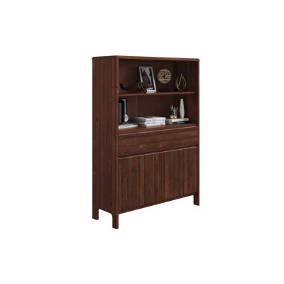 Ervil 98 cm W Solid Wood Adjustable Height Shelving Unit