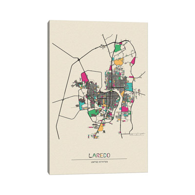 Laredo, Texas Map by Ayse Deniz Akerman - Wrapped Canvas Print