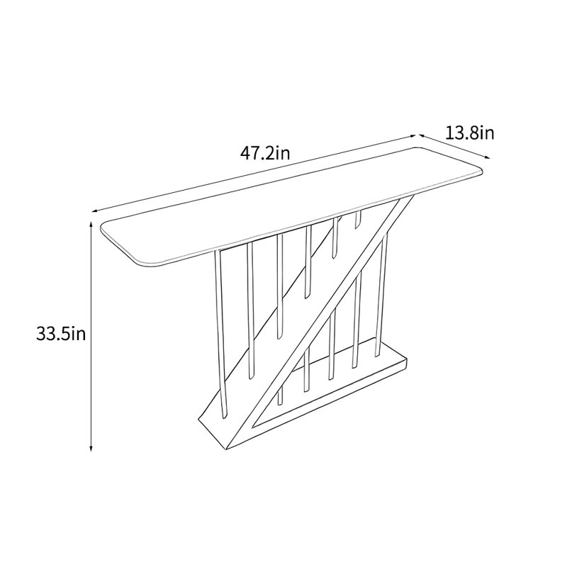 Console moderne moderne de luxe simple, Noir, H 33,5 po x l 47,2 po x P 13,8 po