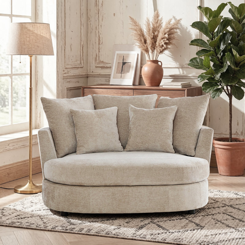 Fauteuil demi-tonneau avec coussin 54,5 po, Wheat