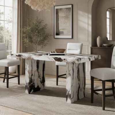 Modern Faux Marble Counter Height Dining Table