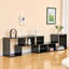 Meuble télé moderne en bois aggloméré noir, console multimédia extensible et personnalisable, centre de divertissement à combinaison libre avec tablettes de rangement ouvertes pour le salon, la chambre à coucher et le bureau