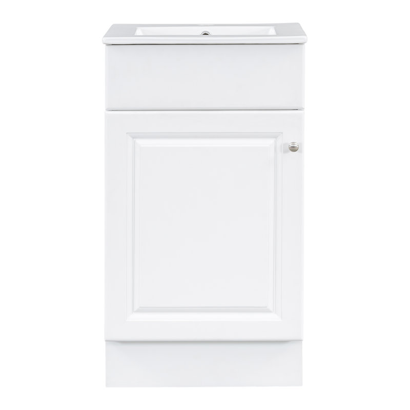 Meuble-lavabo de 18 po avec lavabo, meuble-lavabo avec tablette de porte et tablette réglable, Blanc