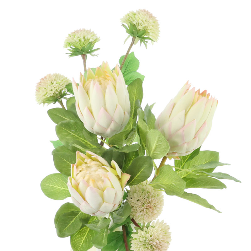 Dahlia and Protea Arrangement in Decorative Ceramic Vase