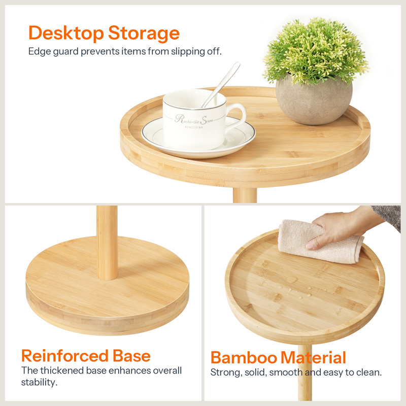 Bamboo Round End Table, Natural