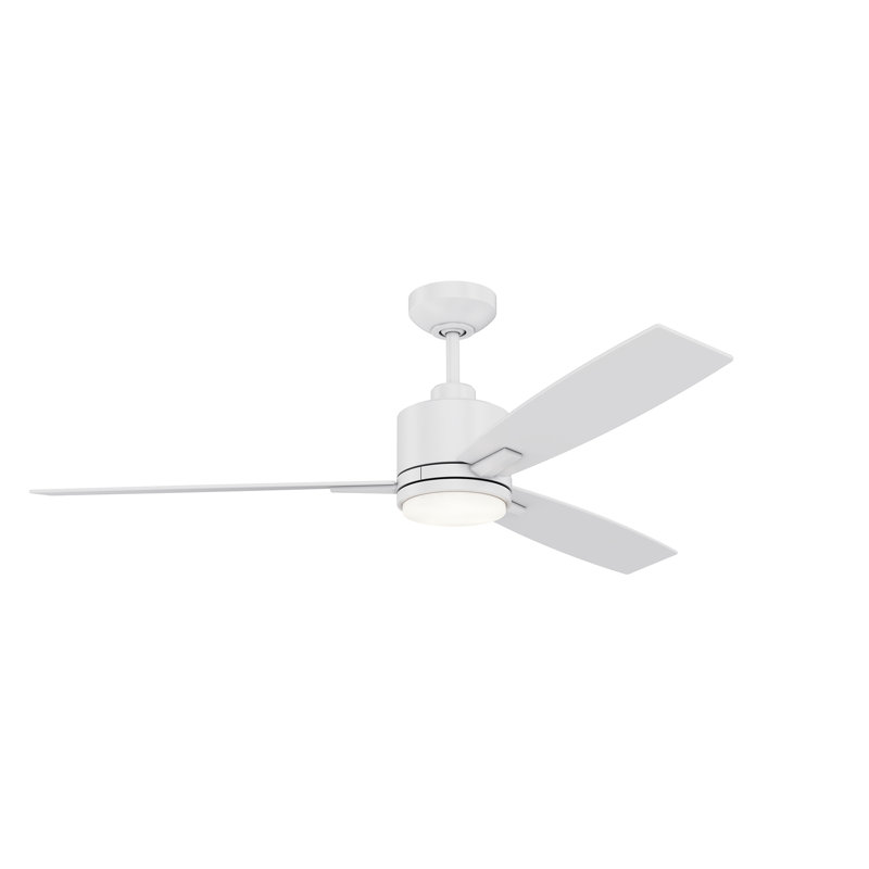 Ventilateur de plafond 52 po avec lumières DEL Gladina, Blanc mat