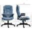 Fauteuil de bureau avec vibration et chauffage, siège en cuir PU bleu, massage par ordinateur et cou réglable, soutien lombaire