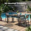 La table de salle à manger d'extérieur rectangulaire en aluminium imperméable avec trou pour parasol (couvercle inclus)-896883221