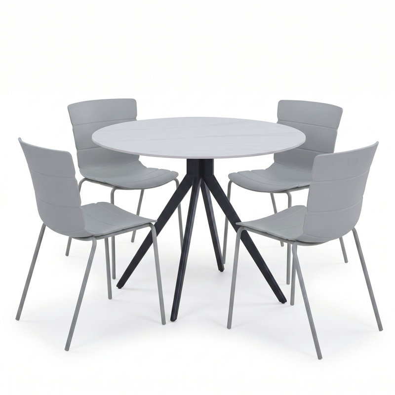Surgoinsville Dining Set, White, Sintered Stone