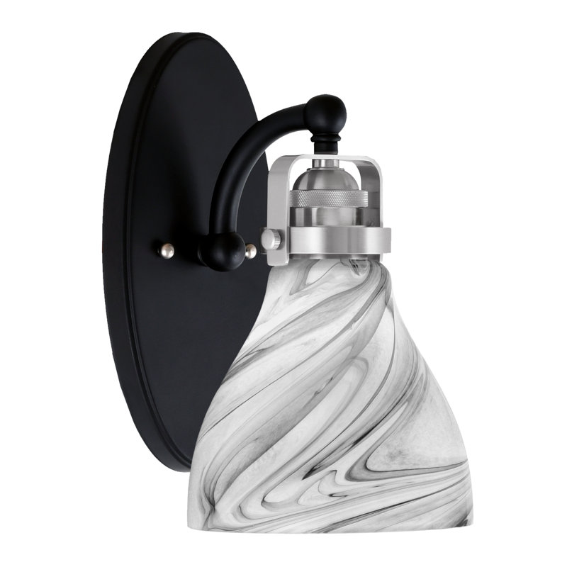 Applique murale Easton avec verre tourbillon onyx 6,25 po, Noir mat/nickel brossé