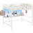 Full Size Loft Bed With Desk And Led Light, Metal Full Size Loft Bed With Power Outlet, Full Size Bed Frame With Upper Bunk, Safety Guard And Ladder, Space Saver,-507437386