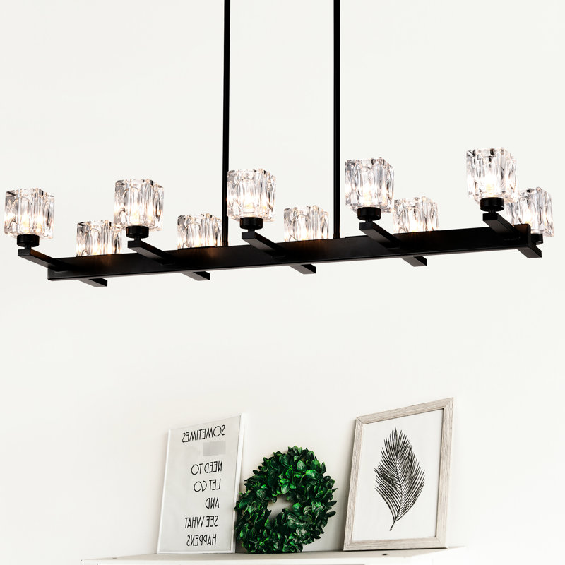 Moderne pour îlot de cuisine - 10 lumières suspendues en cristal noir à hauteur réglable à chaque plafond G9 10 * G9 * Max 40W