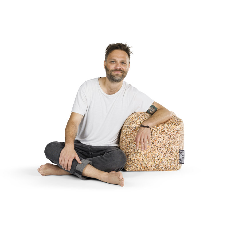 repose-pieds sac sable cube paille